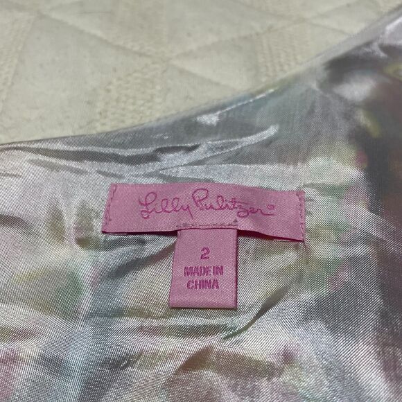 Lilly Pulitzer silk one-shoulder butterfly tank top size 2 whimsical summer - Picture 4 of 8